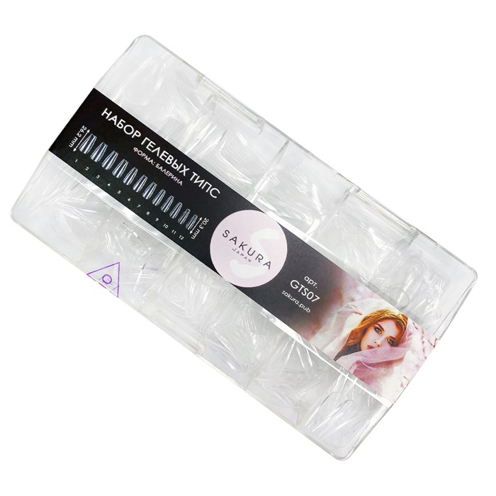 Гелевые типсы Sakura форма балерина-1, 500 шт. GTS07