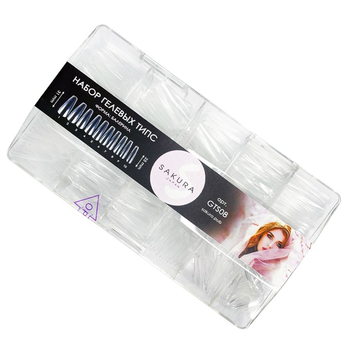 Гелевые типсы Sakura форма балерина-2, 500 шт. GTS08.