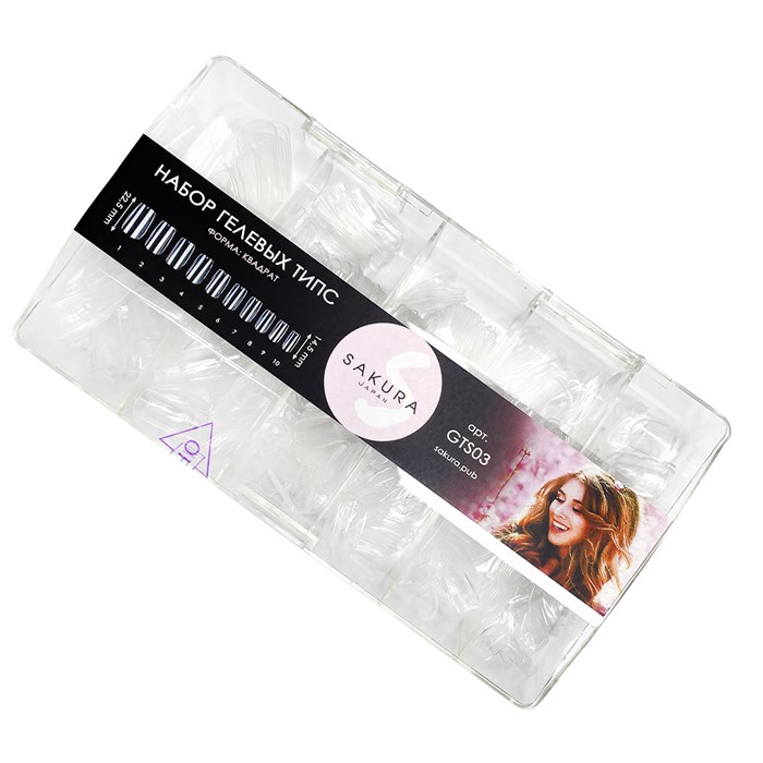 Гелевые типсы Sakura форма квадрат-1, 500 шт. GTS03