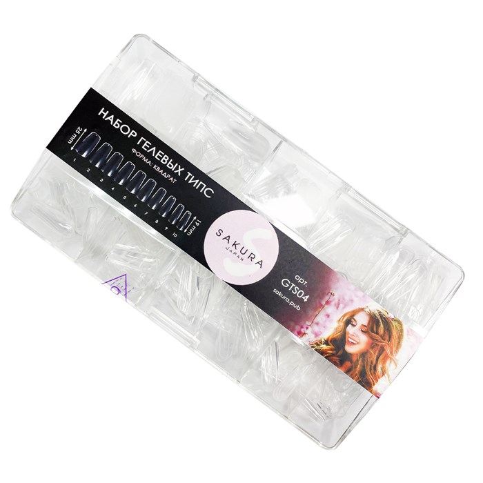 Гелевые типсы Sakura форма квадрат-2, 500 шт. GTS04