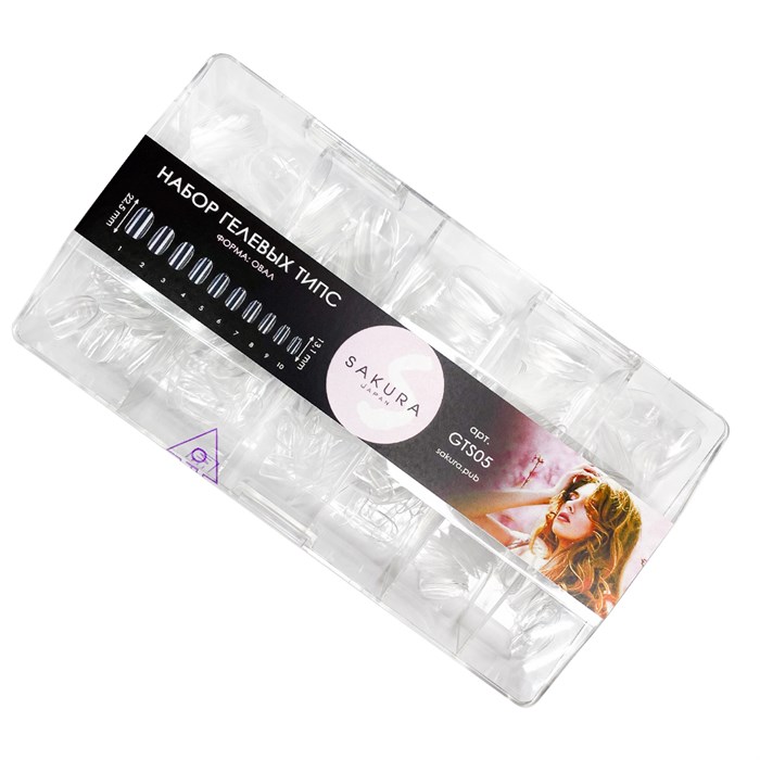 Гелевые типсы Sakura форма овал-1, 500 шт. GTS05.