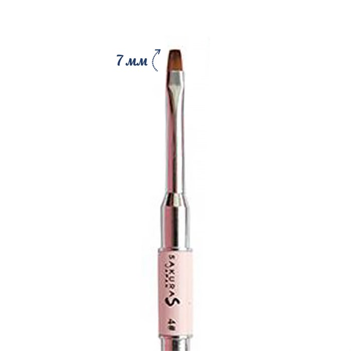 Кисть для геля Sakura плоская №4 с лопаткой, длина 7 мм sb20.