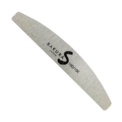 Пилка Sakura для искусственных ногтей серая, форма - полукруглая, абразивность 100/100 грит spl001