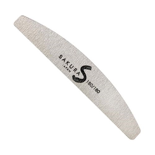 Пилка Sakura для искусственных ногтей серая, форма - полукруглая, абразивность 180/180 грит spl004