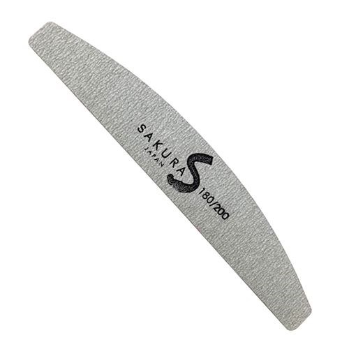 Пилка Sakura для искусственных ногтей серая, форма - полукруглая, абразивность 180/200 грит spl005