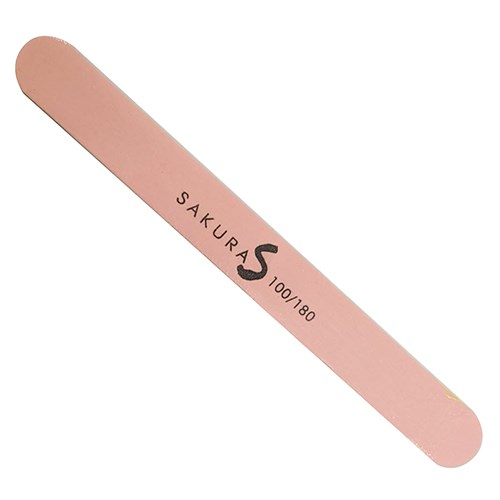 Пилка Sakura розовая, форма - прямая, абразивность 100/180 грит srp1018
