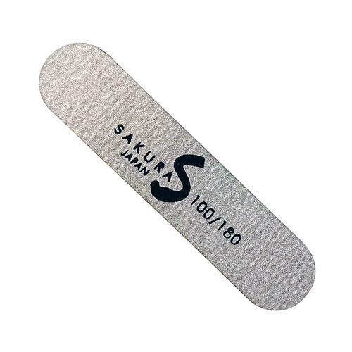 Пилка для ногтей Sakura серая, овальная деревянная, абразивность 100/180 грит (пачка 10 шт.) sod1/1
