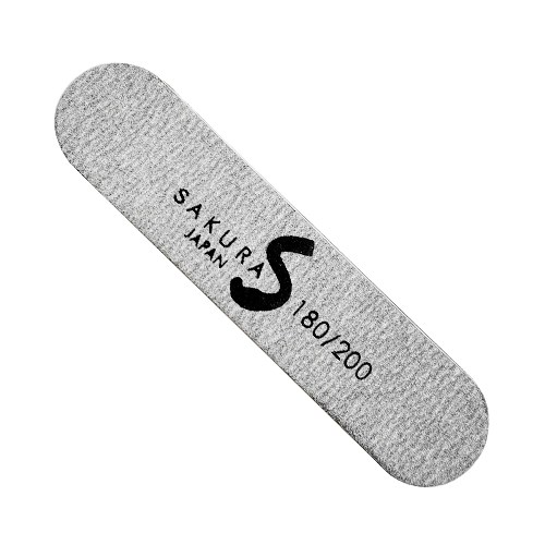 Пилка для ногтей Sakura серая, форма - овальная деревянная, абразивность 180/240 грит (пачка 10 шт.) sod3/1