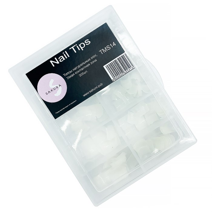 Типсы Sakura mini, узкая контактная зона, цвет натуральный, 200 шт. TMS14.