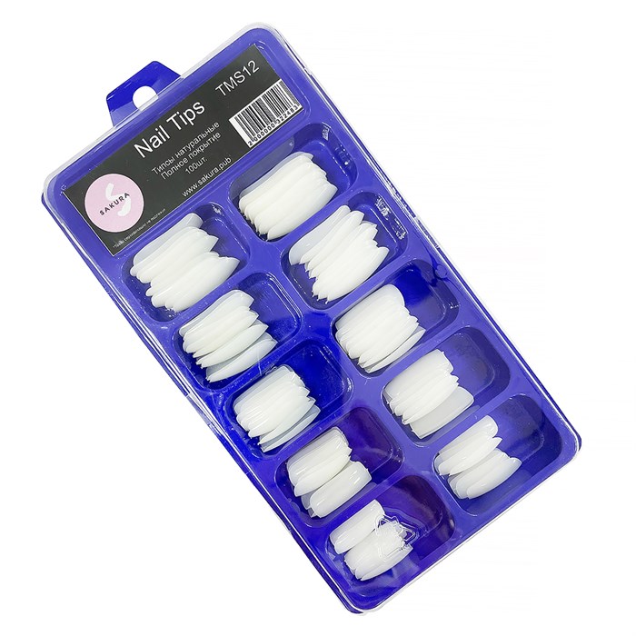 Типсы Sakura полное покрытие, цвет натуральный, 100 шт. TMS12.