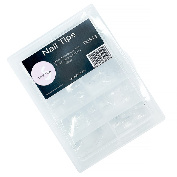 Типсы Sakura прозрачные mini, узкая контактная зона, 200 шт. TMS13.