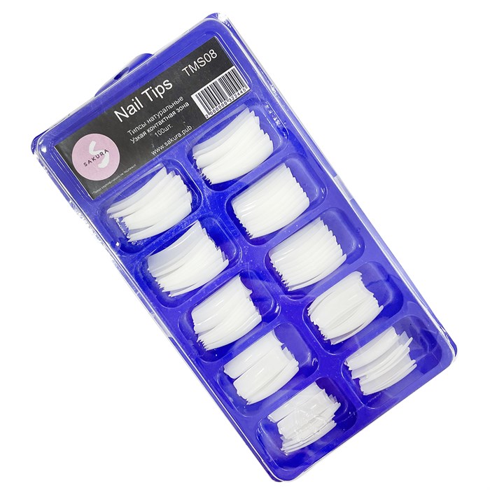 Типсы Sakura узкая контактная зона, цвет натуральный, 100 шт. TMS08.