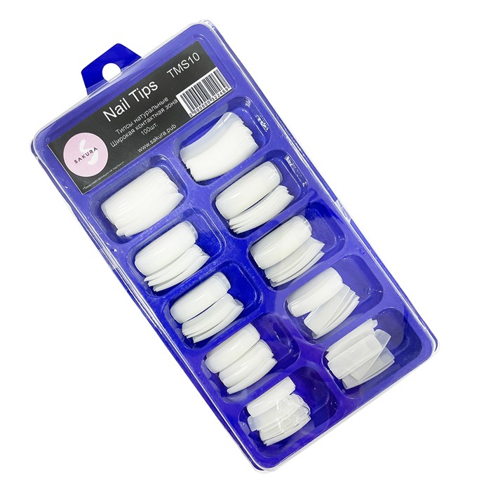 Типсы Sakura широкая контактная зона, цвет натуральный, 100 шт. TMS10.