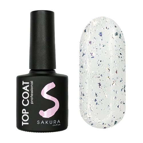 Топ для ногтей Sakura Silver Flakes Top , без липкого слоя, 8 мл Top125