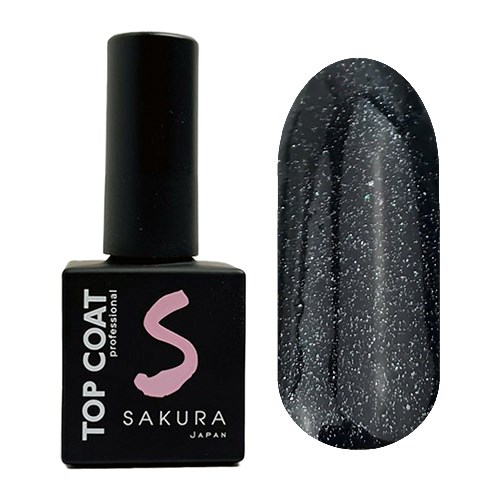 Топ для ногтей Sakura Aurora top123 с шиммером, без липкого слоя, 9 мл Top123