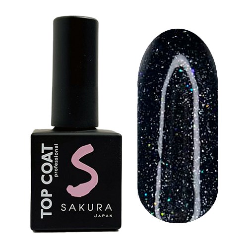 Топ для ногтей Sakura Aurora top124 с шиммером, без липкого слоя, 9 мл Top124